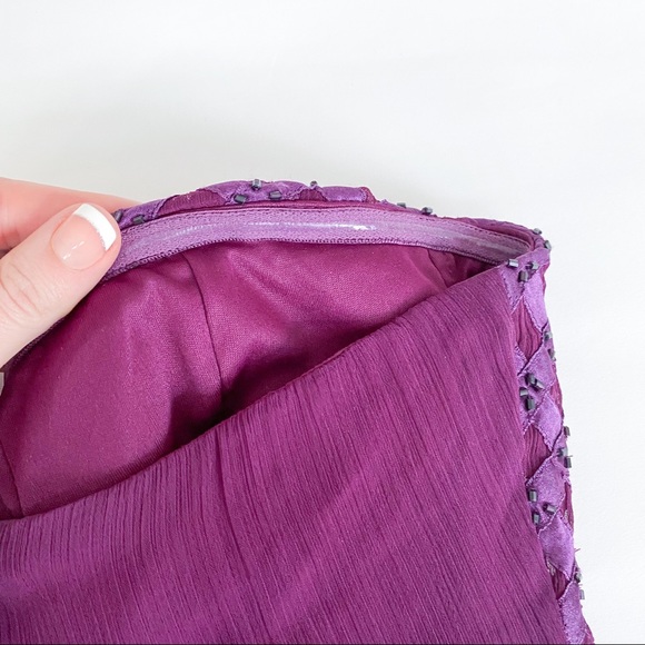 Jewel Tone Purple Chiffon Beaded Maxi Dress - Picture 9 of 11